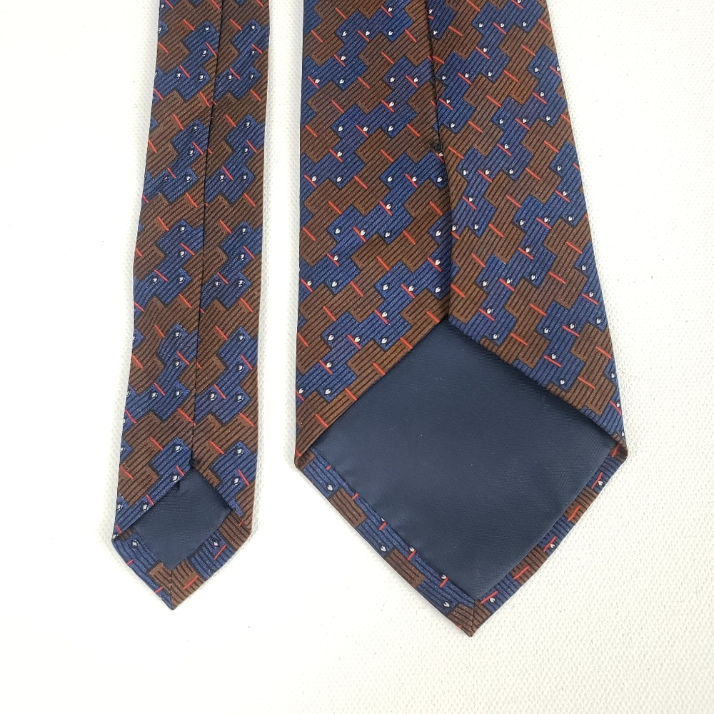 ADONIS brown & Blue Classic Men's Neck tie - Picture 6 of 8